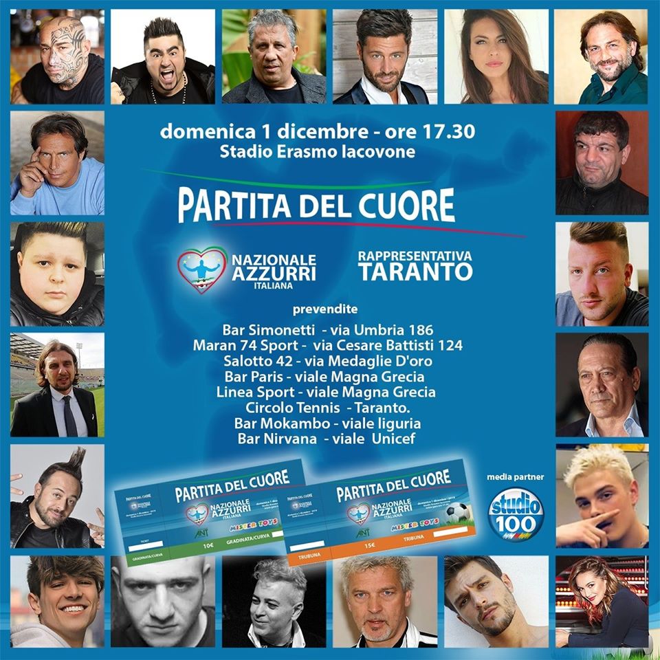 Partita Del Cuore 2019 Il Ricavato Devoluto All Ant Csv Taranto