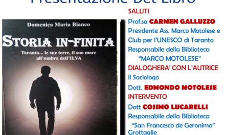 Presentazione del libro”Storia in-finita – Taranto…le sue terre, il suo mare all’ombra dell’ILVA”
