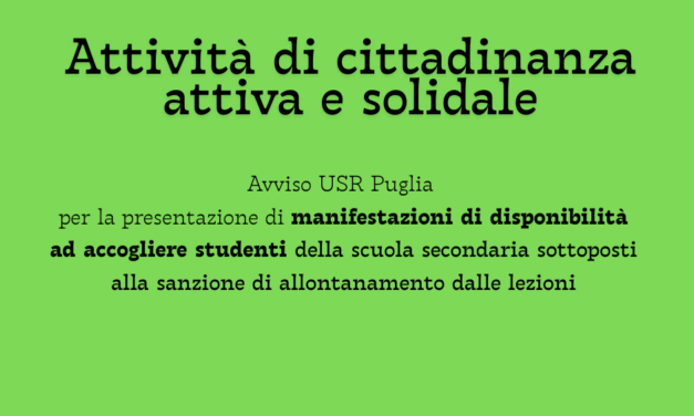 Avviso per gli ETS – Accoglienza Studenti in attività di cittadinanza attiva e solidale