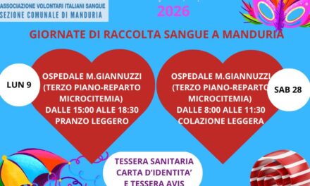 Giornate di raccolta sangue a Manduria