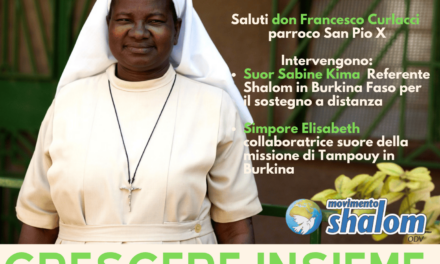 Suor Sabine Kima, referente Shalom in Burkina Faso, a Taranto