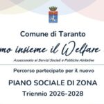 Percorso di concertazione e co-programmazione partecipata per la definizione del Piano Sociale di Zona 2026–2028 A.T.S. di Taranto
